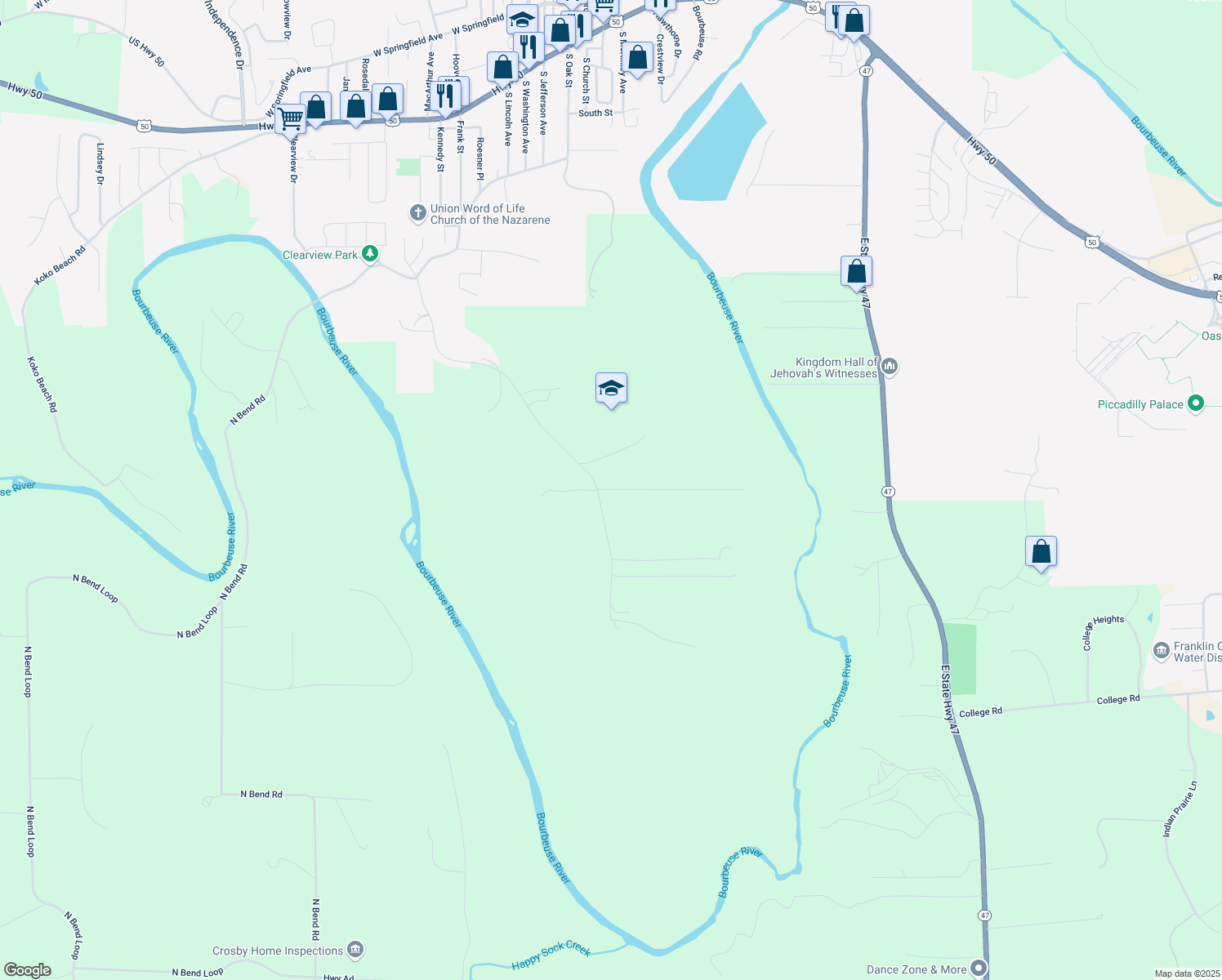 map of restaurants, bars, coffee shops, grocery stores, and more near 916 Cardinal Lane in Union