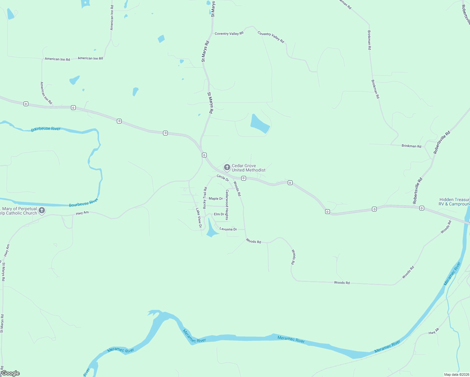 map of restaurants, bars, coffee shops, grocery stores, and more near 4795 Woods Road in Robertsville