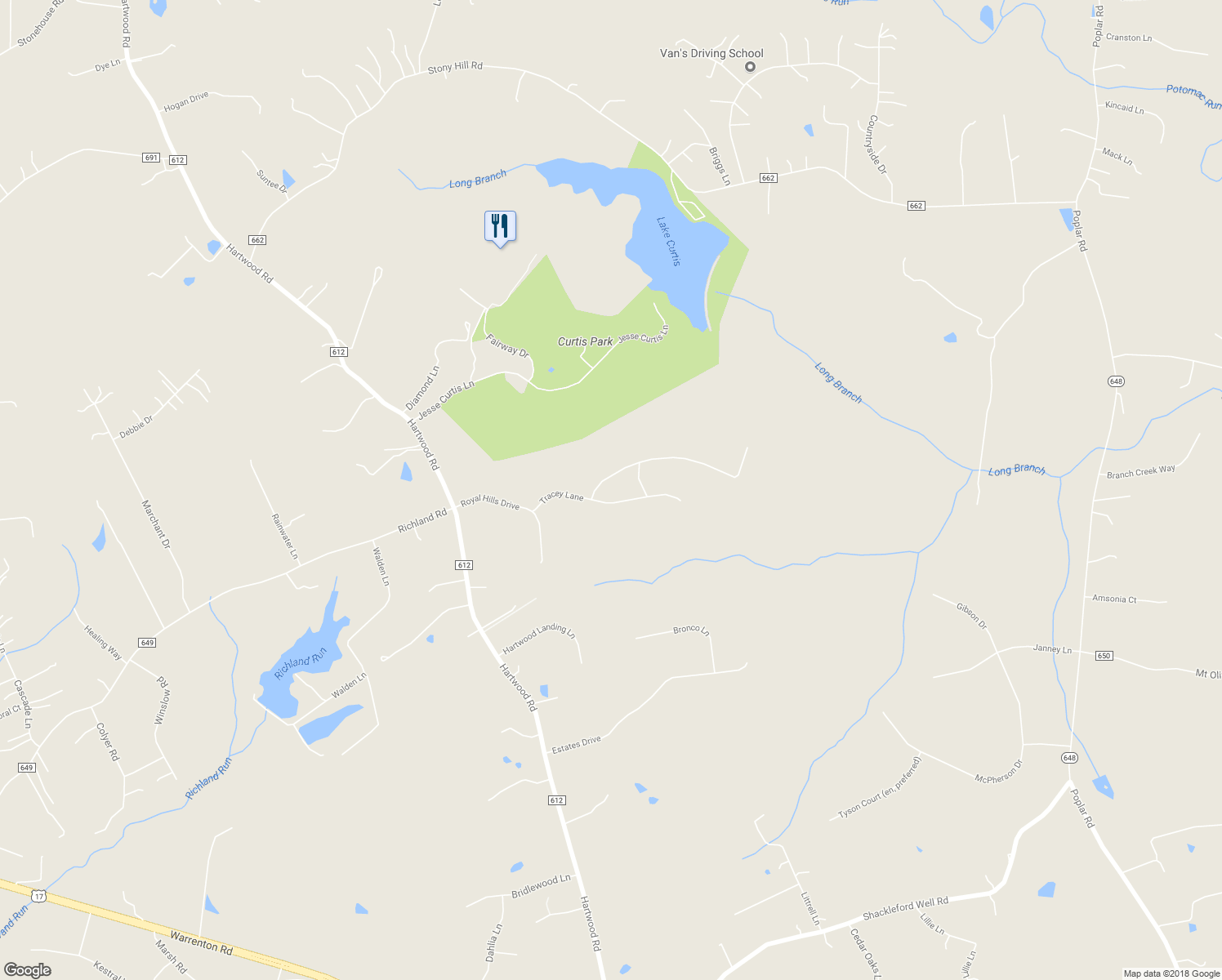 map of restaurants, bars, coffee shops, grocery stores, and more near 59 Tracey Lane in Fredericksburg