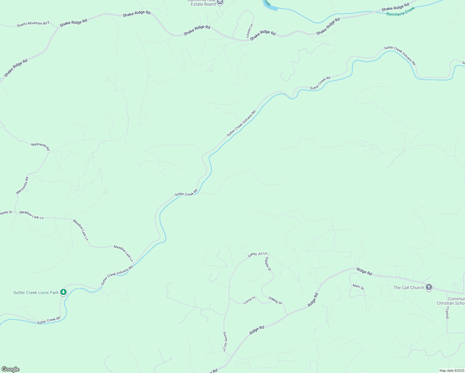 map of restaurants, bars, coffee shops, grocery stores, and more near 16970 Carpenter Gulch Drive in Sutter Creek