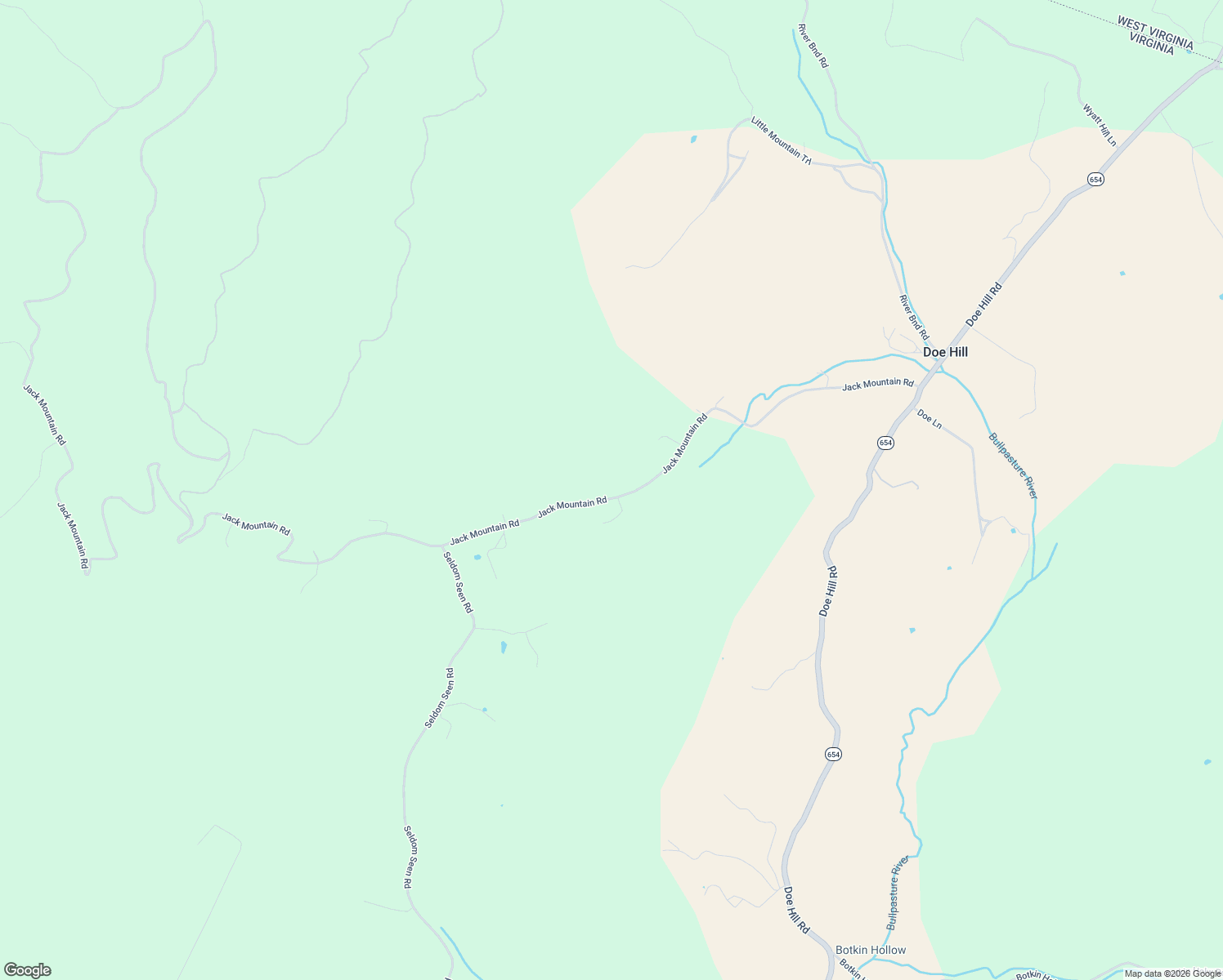 map of restaurants, bars, coffee shops, grocery stores, and more near in Doe Hill