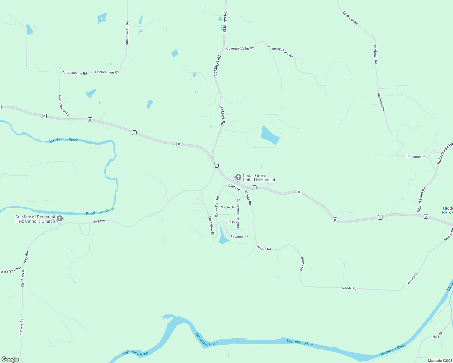 map of restaurants, bars, coffee shops, grocery stores, and more near 8149 State Highway O in Villa Ridge