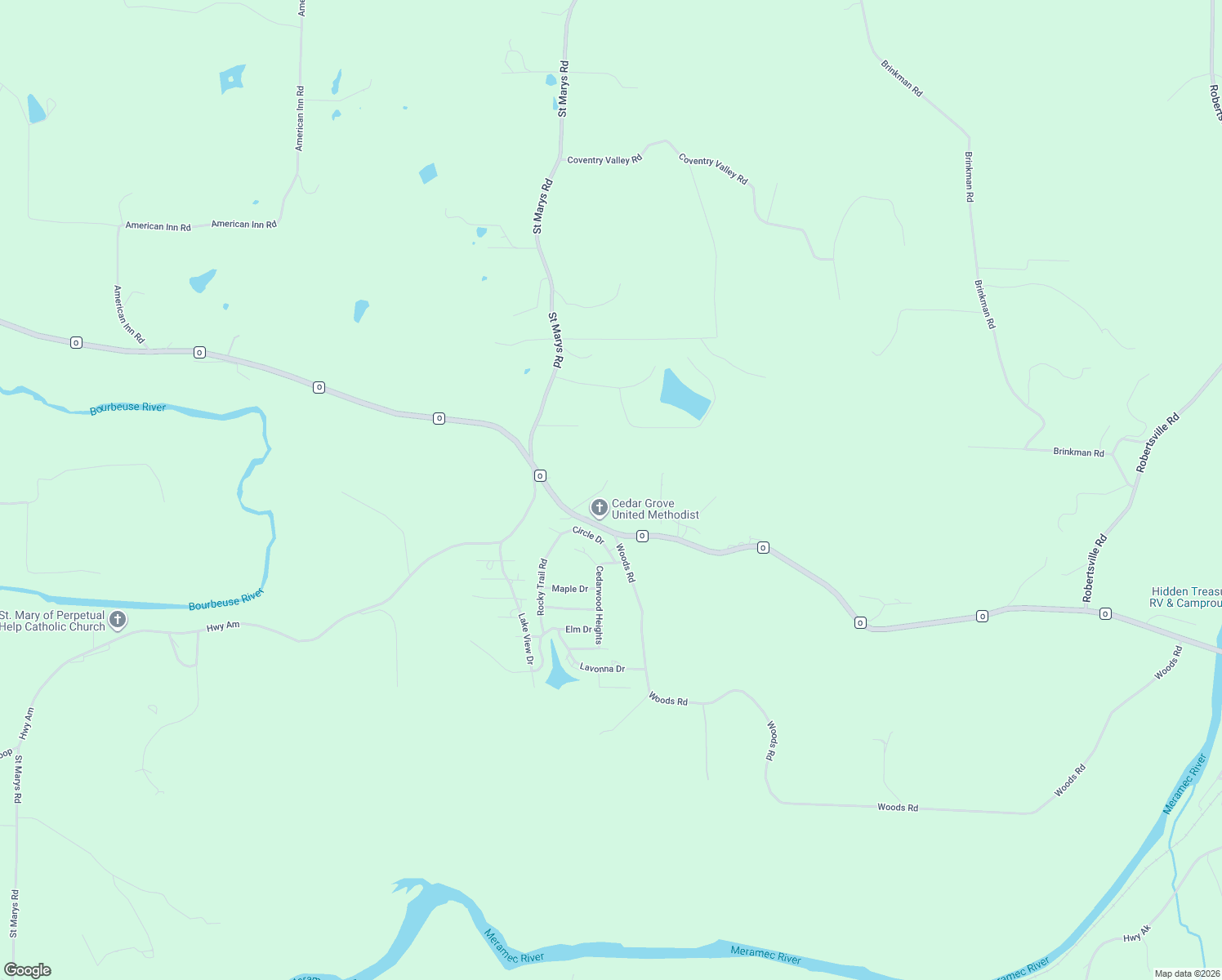 map of restaurants, bars, coffee shops, grocery stores, and more near 8149 State Highway O in Villa Ridge