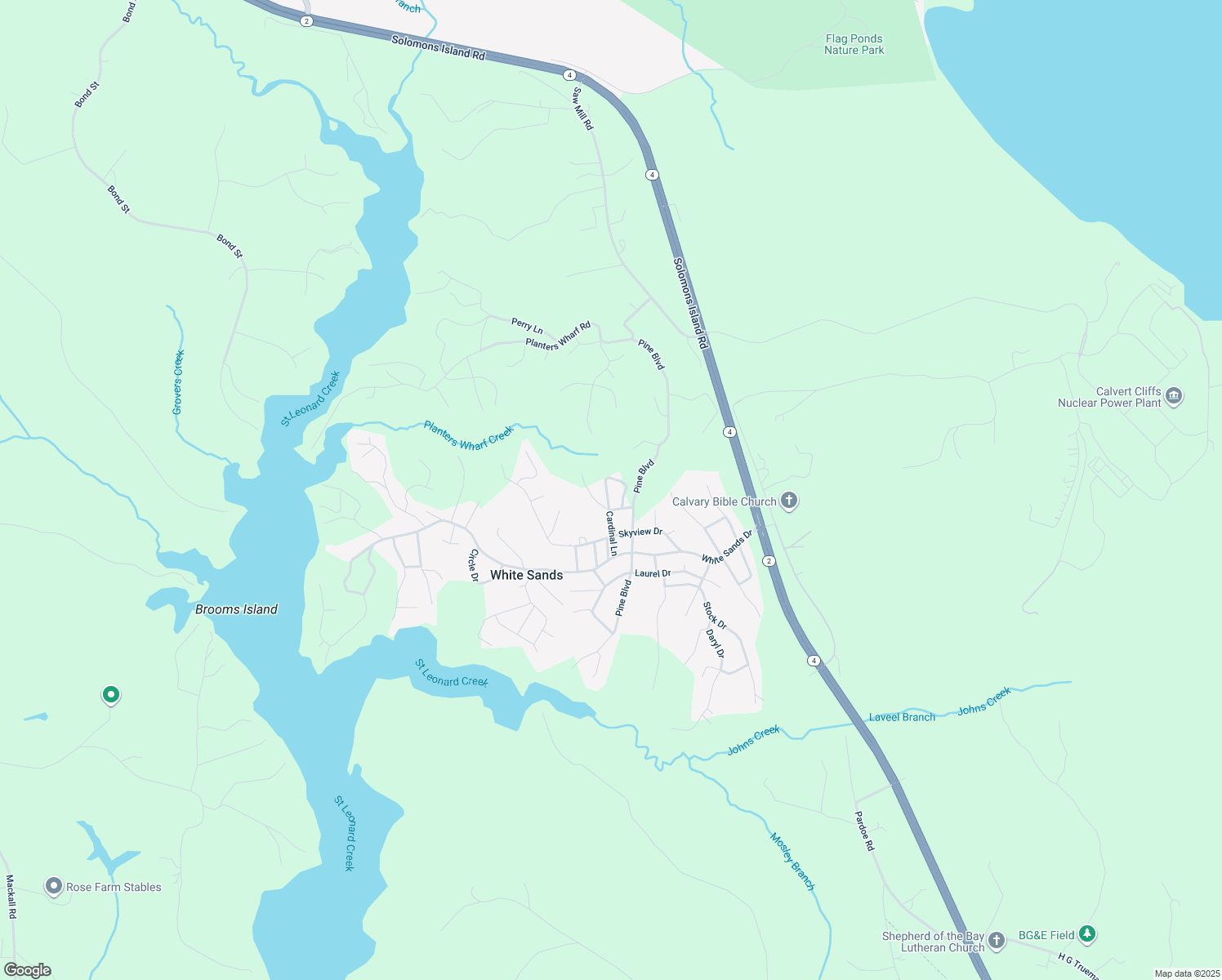 map of restaurants, bars, coffee shops, grocery stores, and more near 8074 Cardinal Circle in Lusby