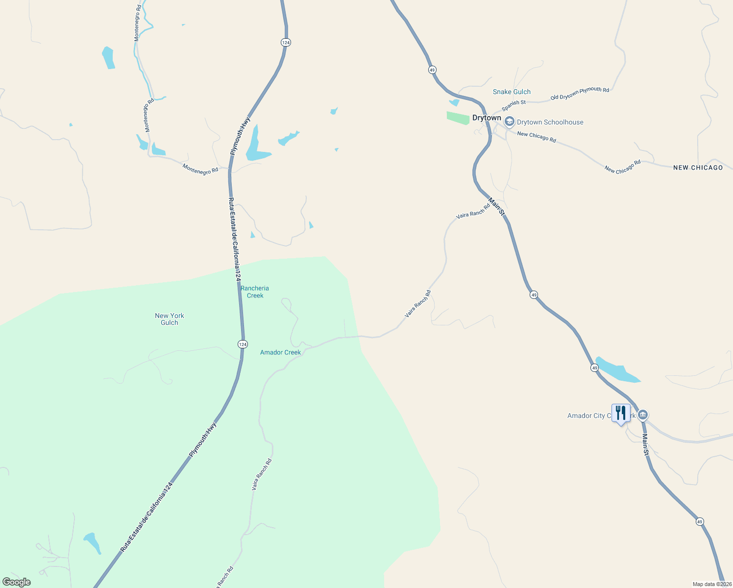 map of restaurants, bars, coffee shops, grocery stores, and more near in Drytown