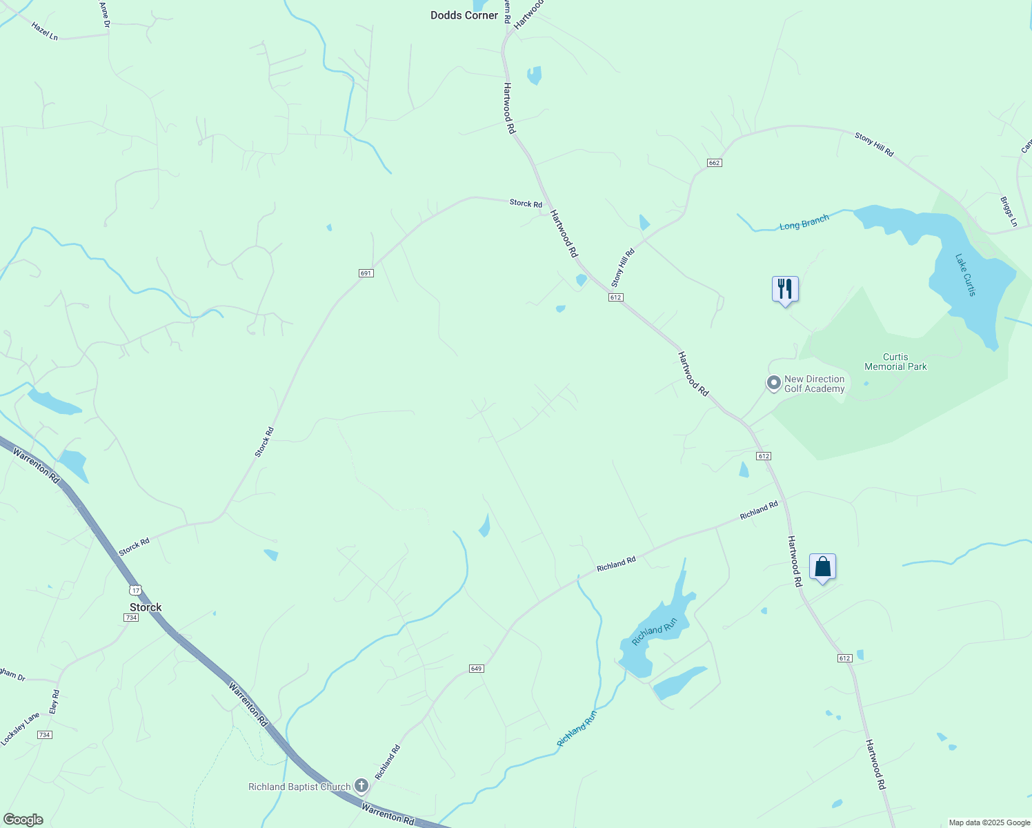 map of restaurants, bars, coffee shops, grocery stores, and more near 27 Debbie Drive in Fredericksburg