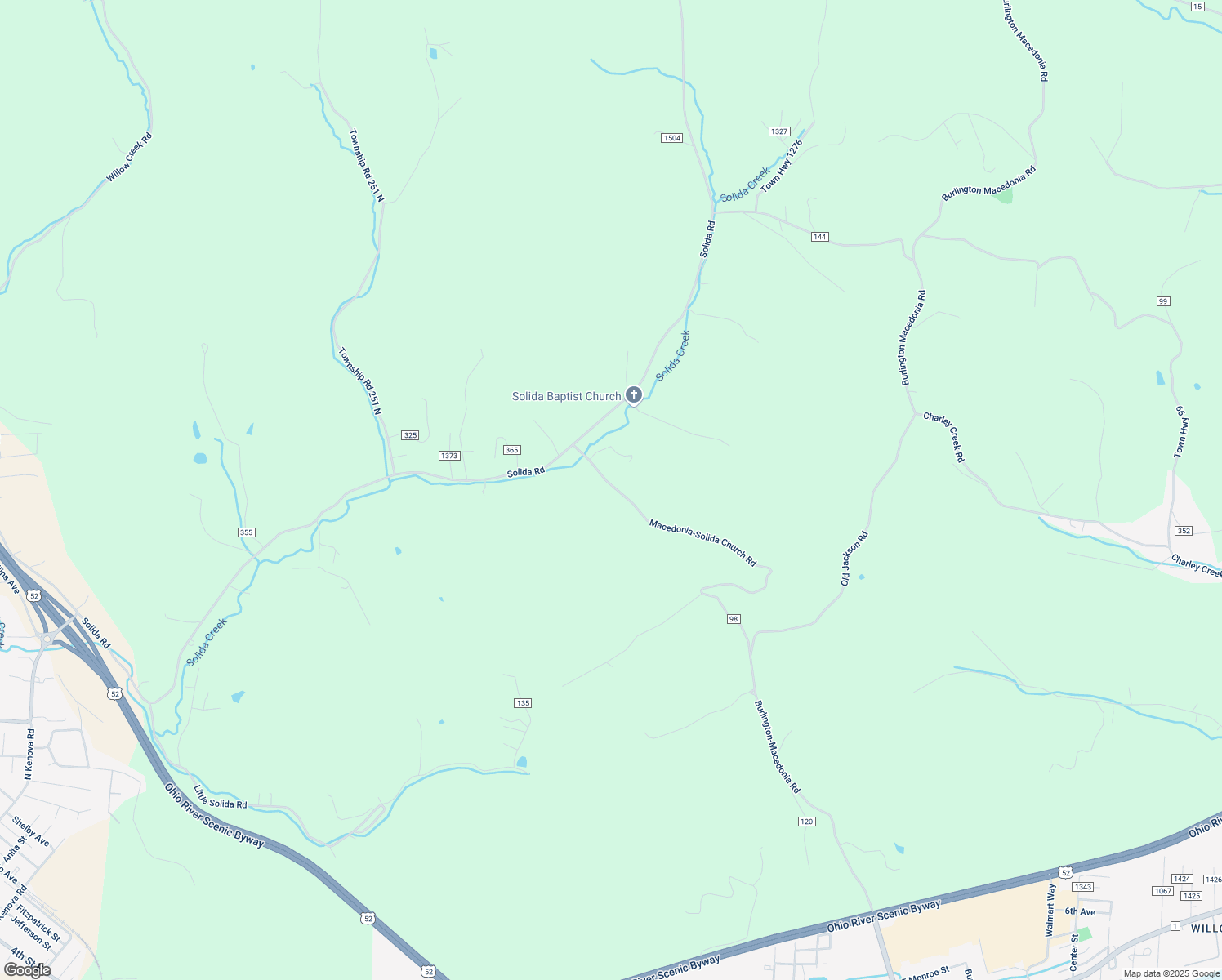 map of restaurants, bars, coffee shops, grocery stores, and more near 63 Township Road 98 in South Point