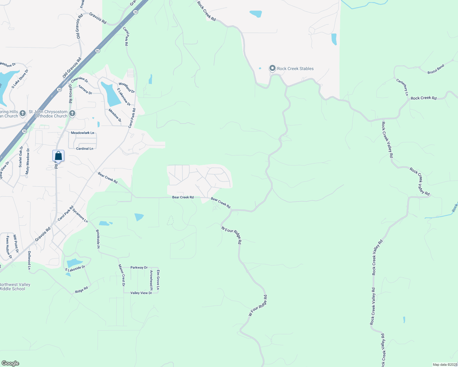 map of restaurants, bars, coffee shops, grocery stores, and more near 5509 Briarwood Drive in House Springs