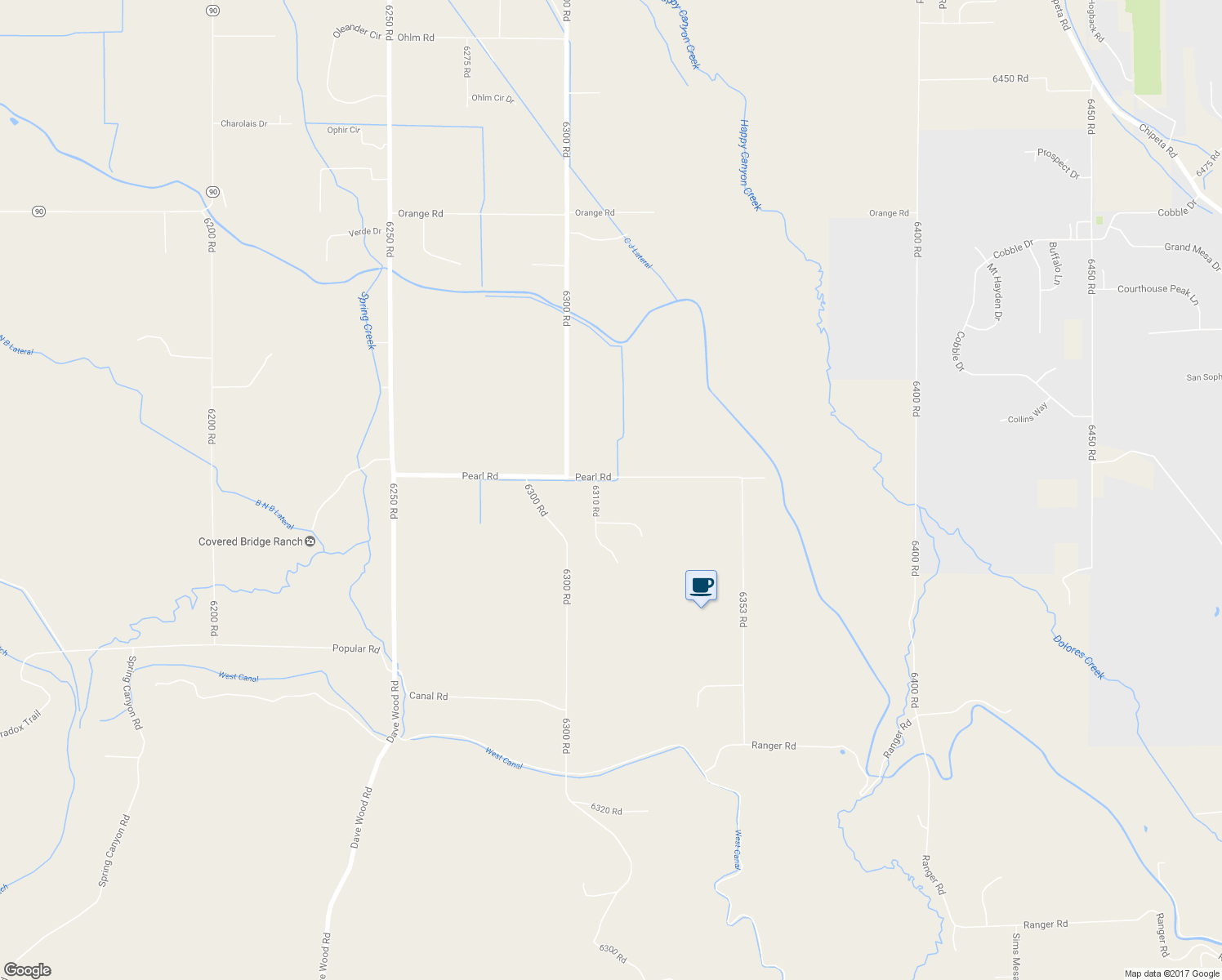 map of restaurants, bars, coffee shops, grocery stores, and more near 17290 6310 Road in Montrose