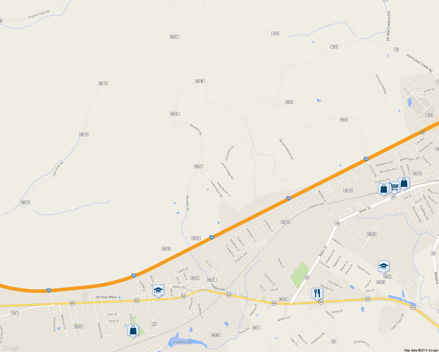 map of restaurants, bars, coffee shops, grocery stores, and more near 1008 Holly Brook Lane in Culloden