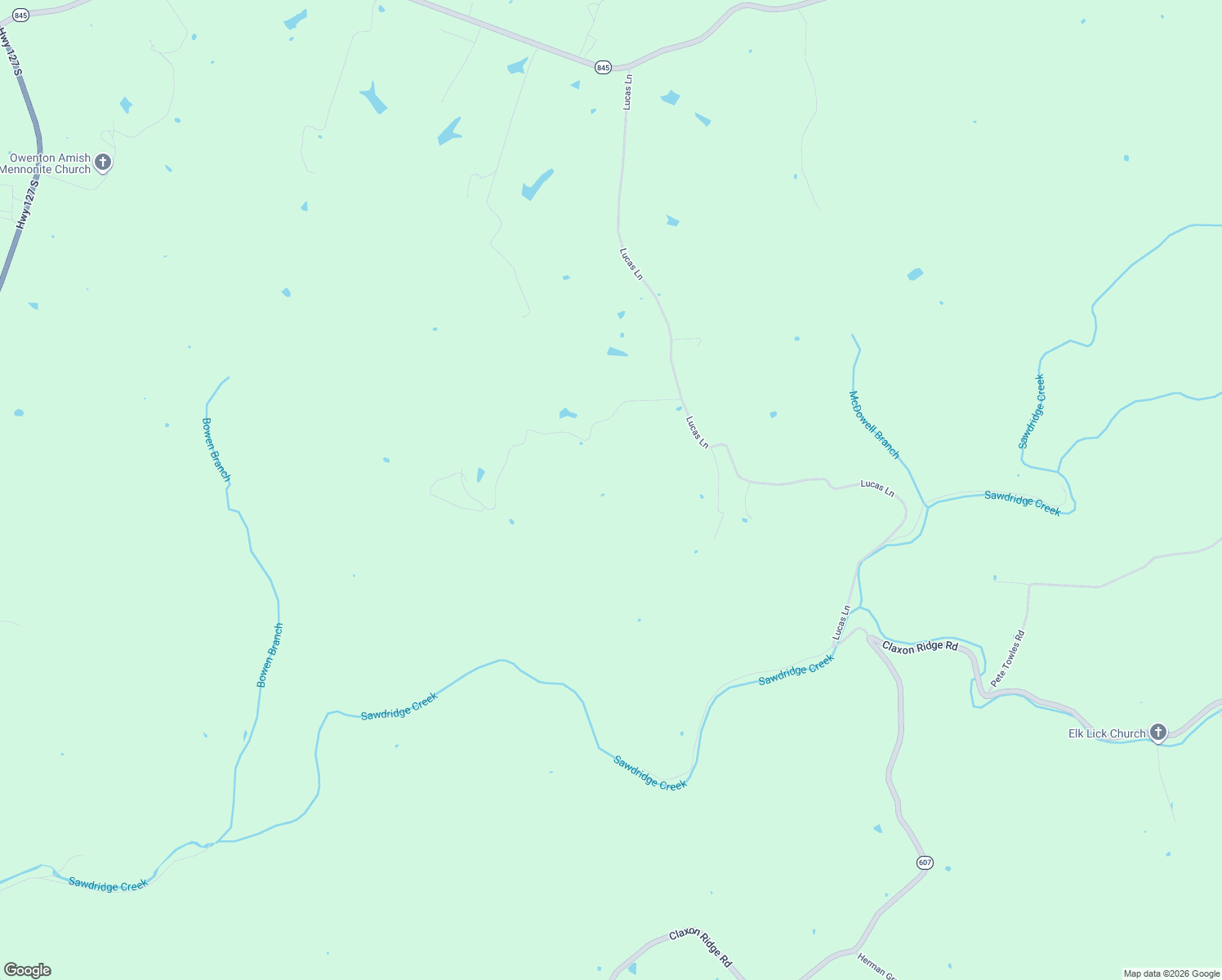 map of restaurants, bars, coffee shops, grocery stores, and more near 335 Pennington Lane in Owenton