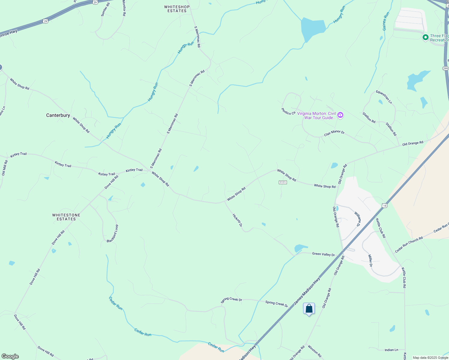 map of restaurants, bars, coffee shops, grocery stores, and more near 19386 White Pine Lane in Culpeper