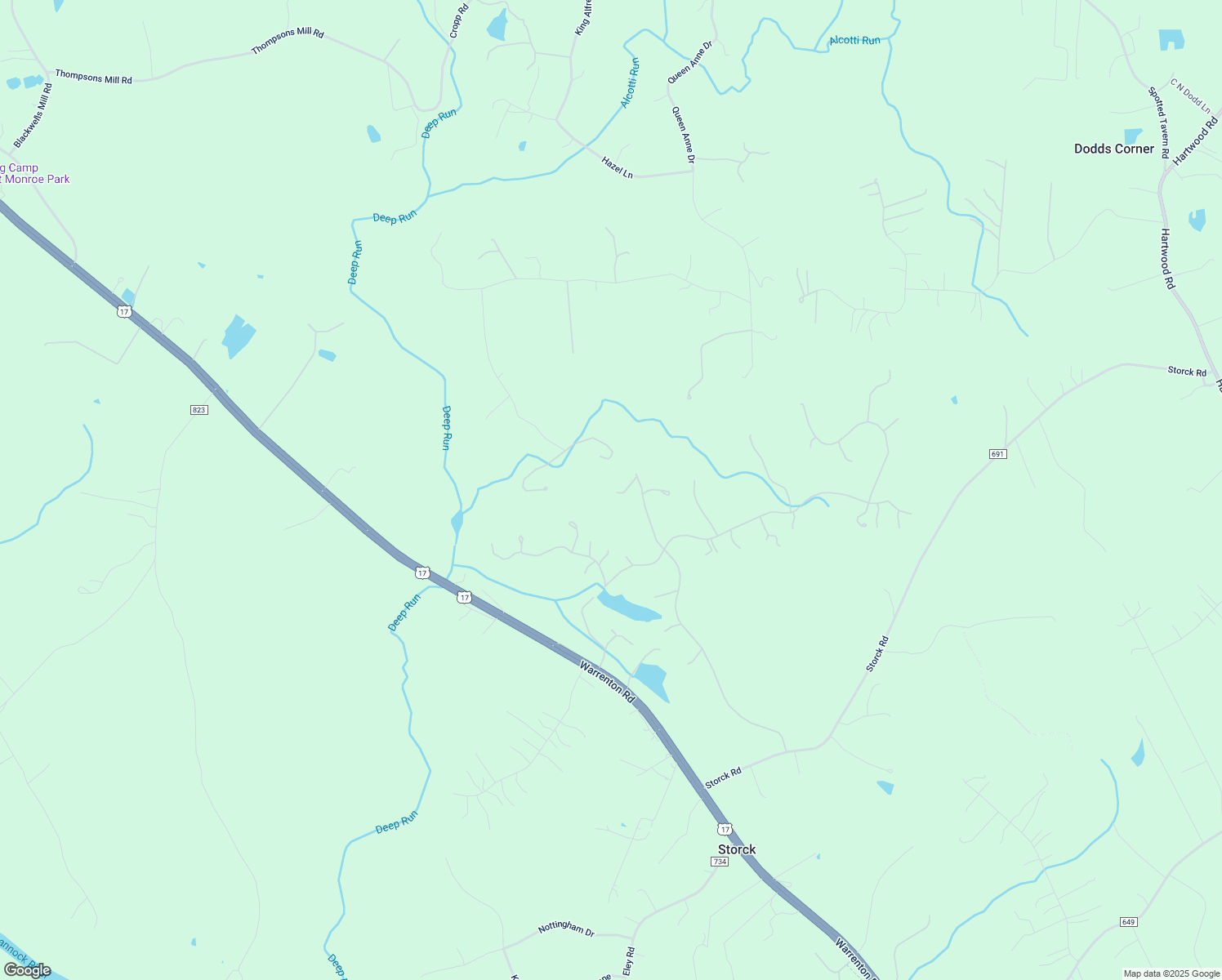 map of restaurants, bars, coffee shops, grocery stores, and more near 251 Doe Way in Fredericksburg