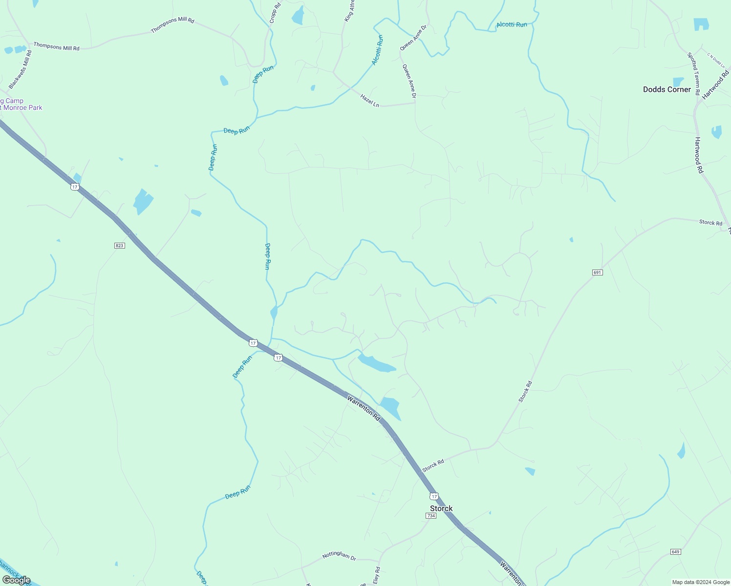 map of restaurants, bars, coffee shops, grocery stores, and more near 251 Doe Way in Fredericksburg
