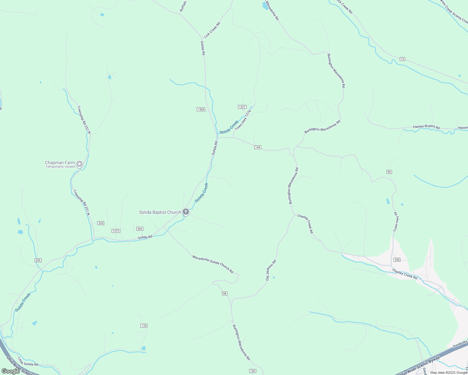 map of restaurants, bars, coffee shops, grocery stores, and more near 198 Pvt Drive 2396 in South Point