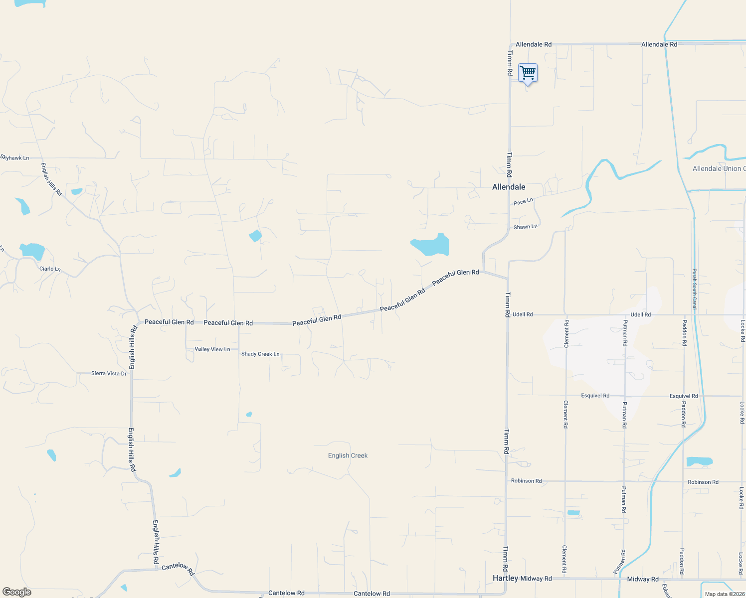 map of restaurants, bars, coffee shops, grocery stores, and more near 7671 Glow Lane in Vacaville