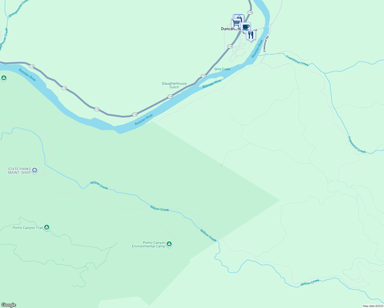 map of restaurants, bars, coffee shops, grocery stores, and more near in Duncans Mills