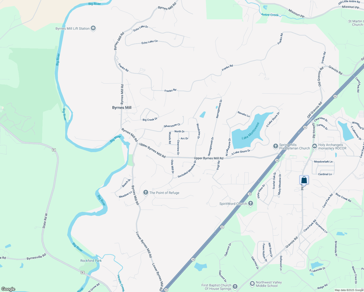 map of restaurants, bars, coffee shops, grocery stores, and more near 3730 Clearview Drive in Byrnes Mill