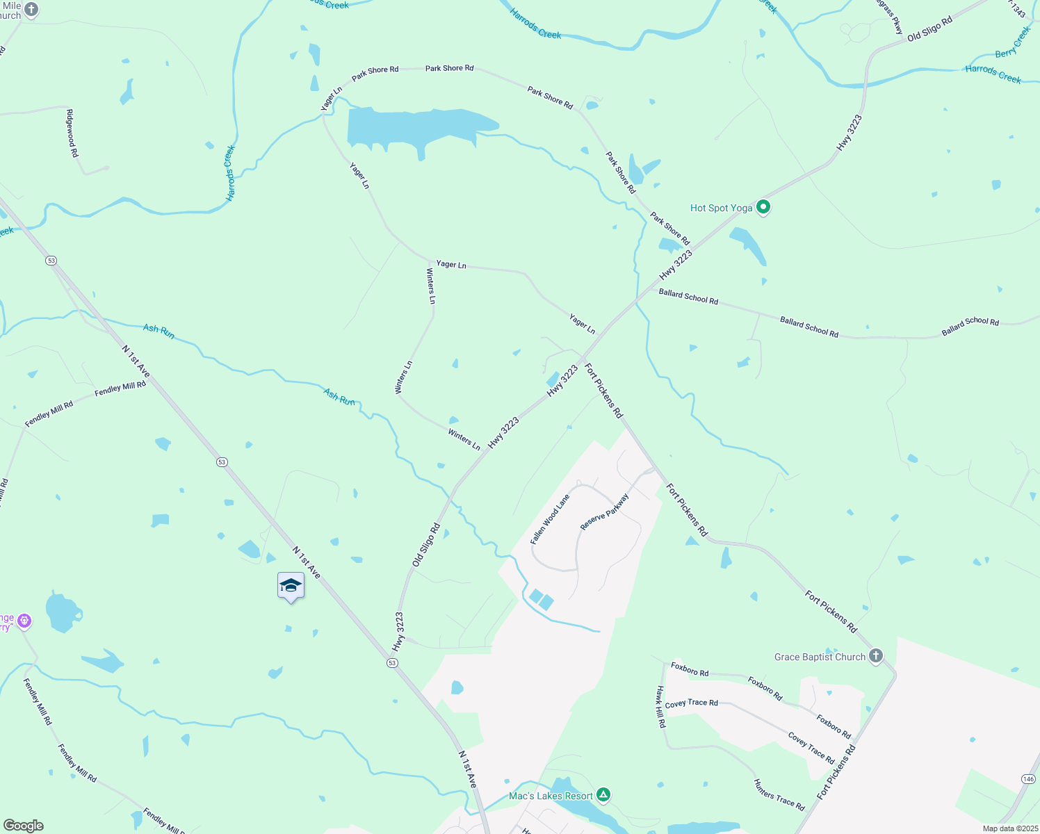 map of restaurants, bars, coffee shops, grocery stores, and more near 3212 Old Sligo Road in La Grange