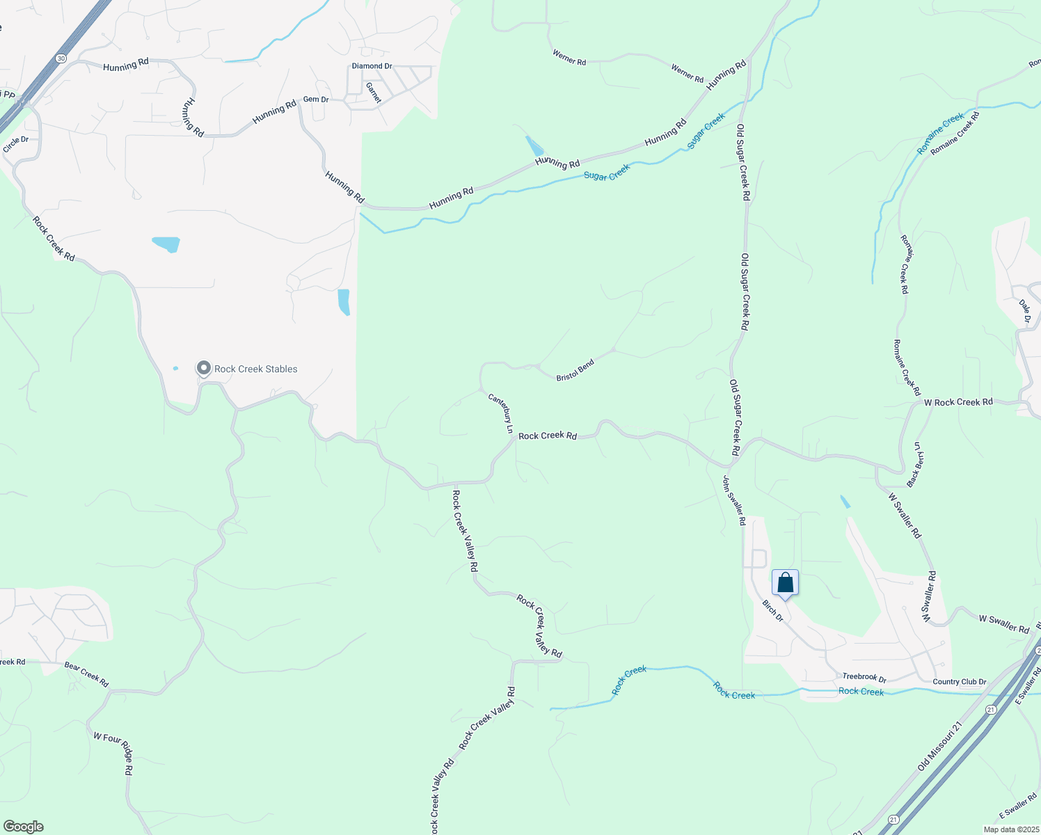 map of restaurants, bars, coffee shops, grocery stores, and more near 4506 Canterbury Lane in High Ridge
