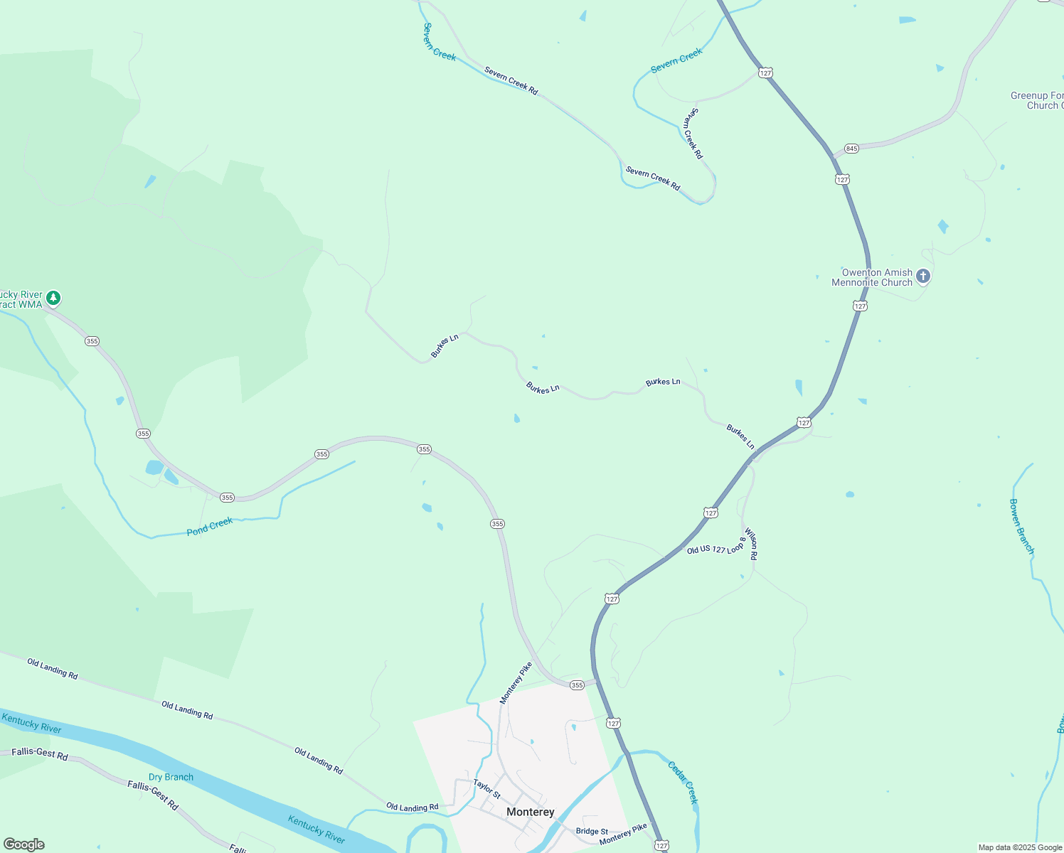 map of restaurants, bars, coffee shops, grocery stores, and more near 905 Burkes Lane in Owenton