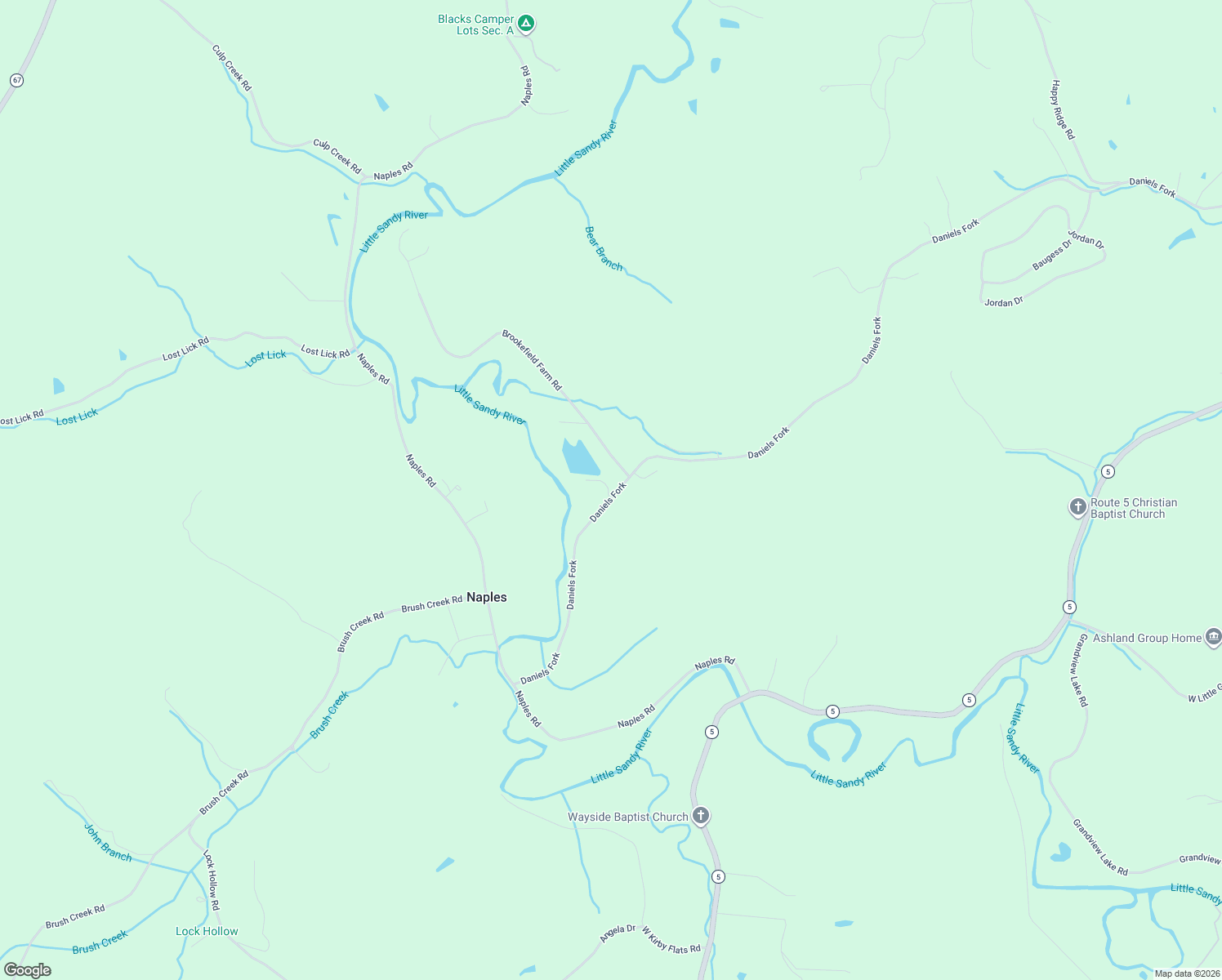 map of restaurants, bars, coffee shops, grocery stores, and more near 9061-9199 Daniels Fork Rd in Ashland