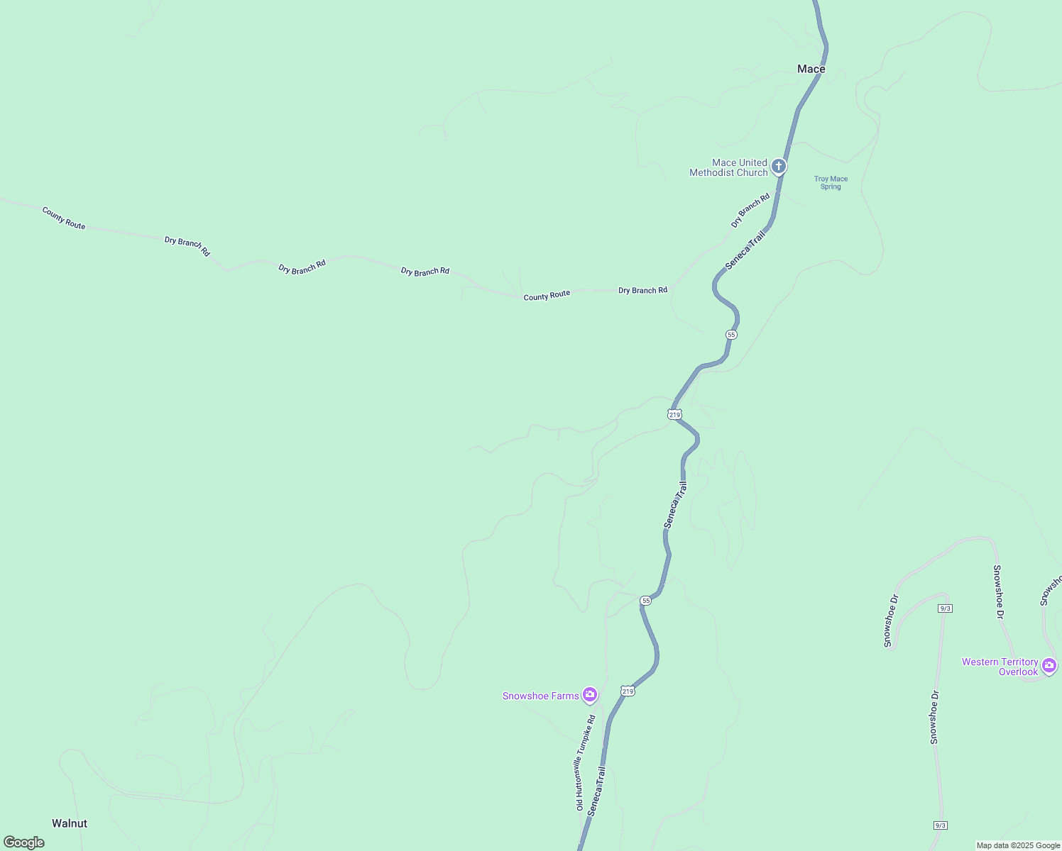 map of restaurants, bars, coffee shops, grocery stores, and more near Elk Headwaters Lane in Slaty Fork