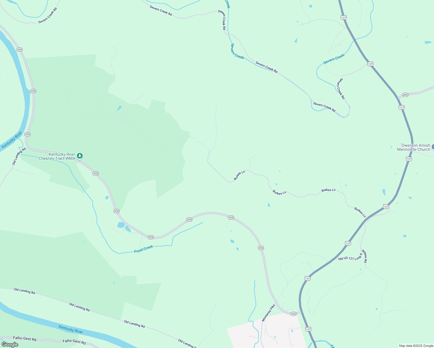 map of restaurants, bars, coffee shops, grocery stores, and more near 905 Burkes Lane in Owenton