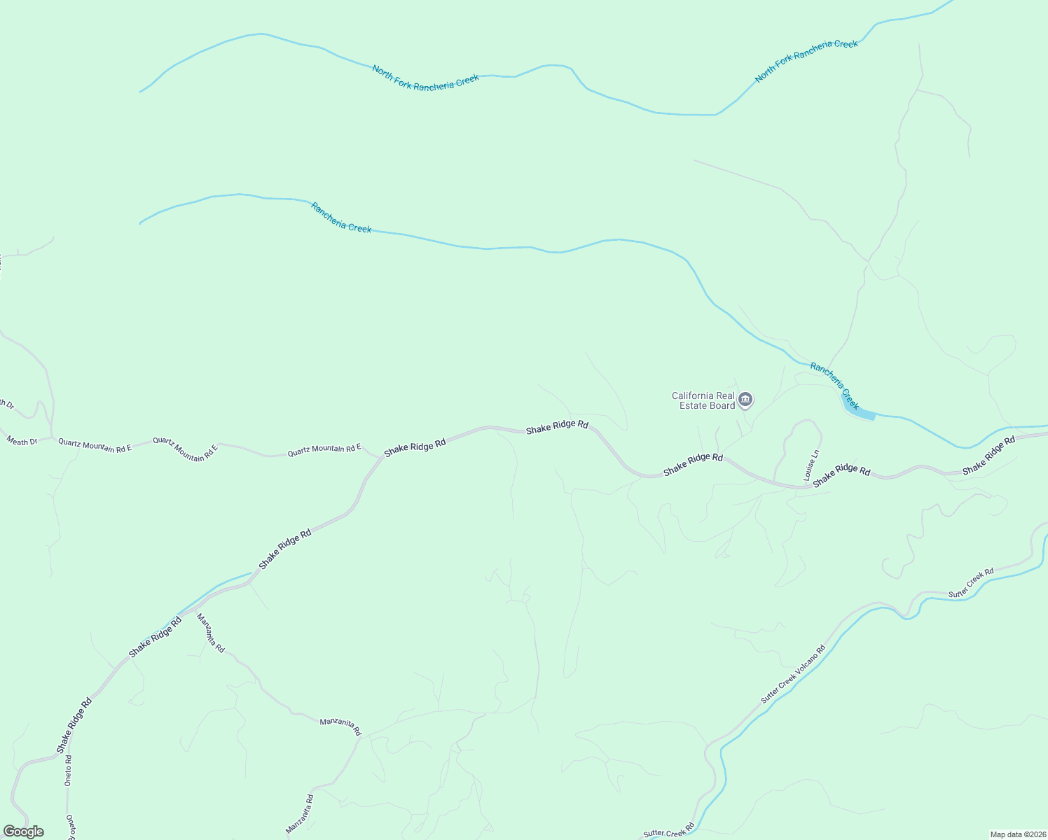 map of restaurants, bars, coffee shops, grocery stores, and more near 15891 Shake Ridge Road in Sutter Creek