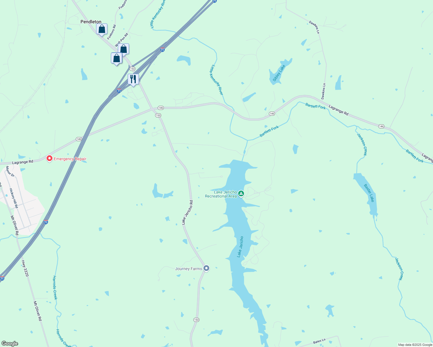 map of restaurants, bars, coffee shops, grocery stores, and more near 31-185 Fisherman's View in Smithfield