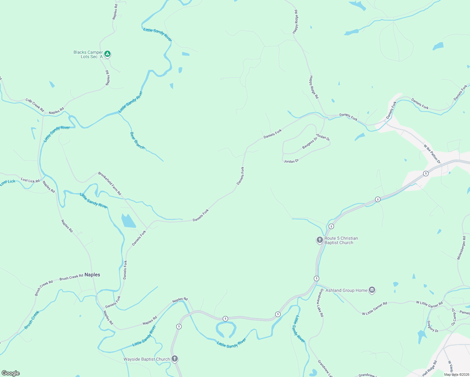 map of restaurants, bars, coffee shops, grocery stores, and more near 7489 Daniels Fork Road in Ashland