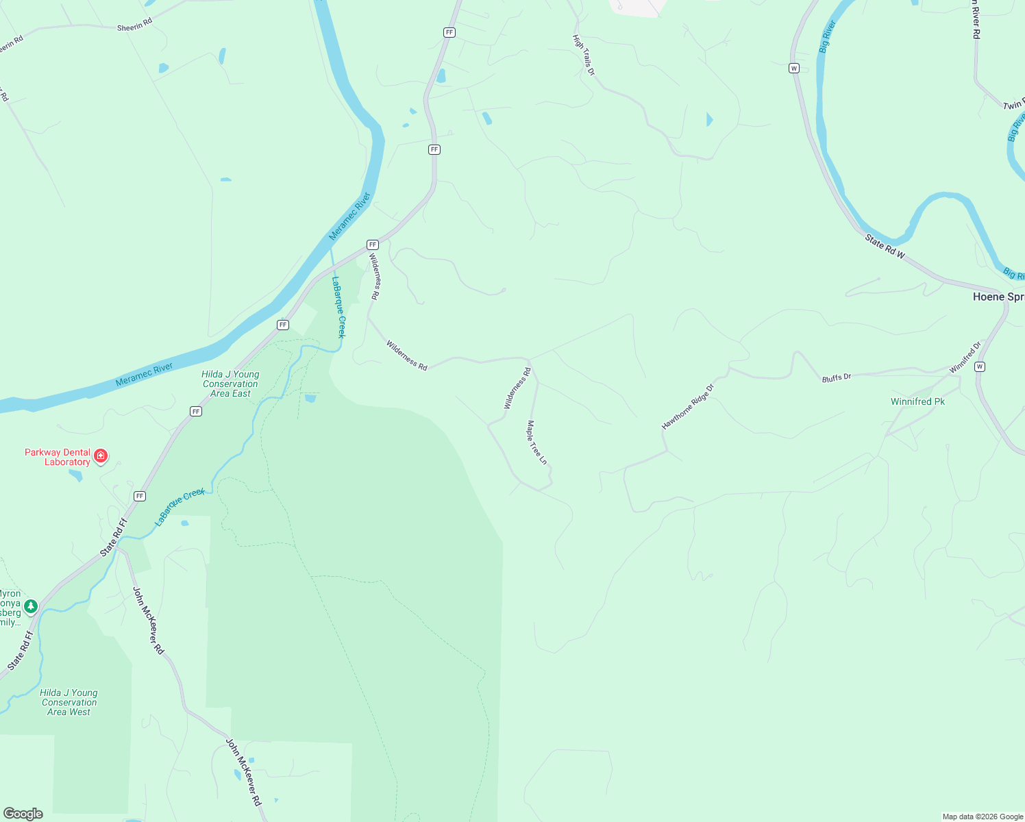 map of restaurants, bars, coffee shops, grocery stores, and more near 31 Wilderness Road in Eureka