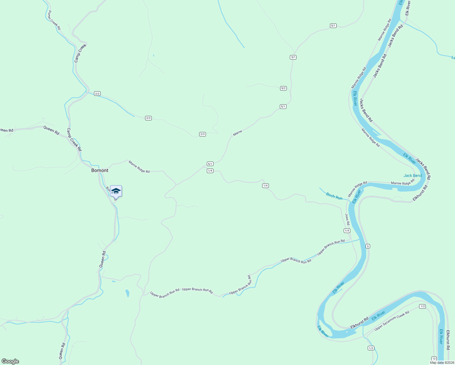 map of restaurants, bars, coffee shops, grocery stores, and more near Belmont-Birch Run in Bomont