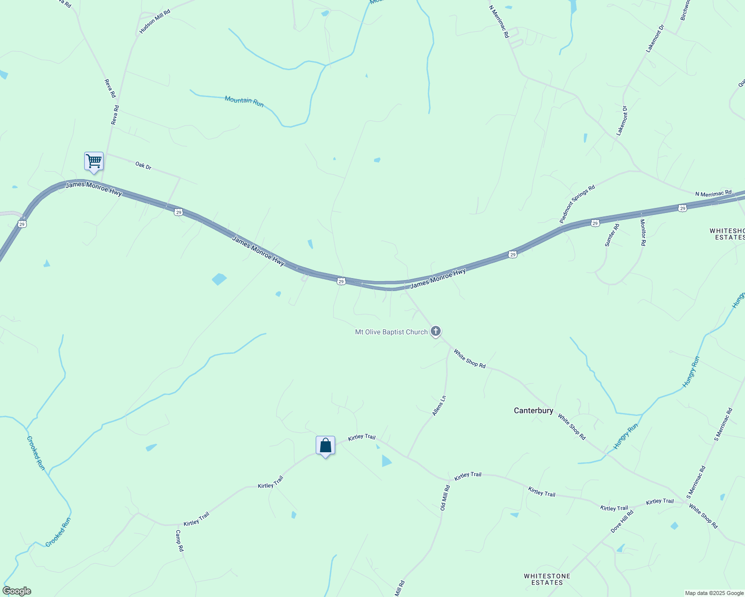 map of restaurants, bars, coffee shops, grocery stores, and more near 8244 James Monroe Highway in Culpeper