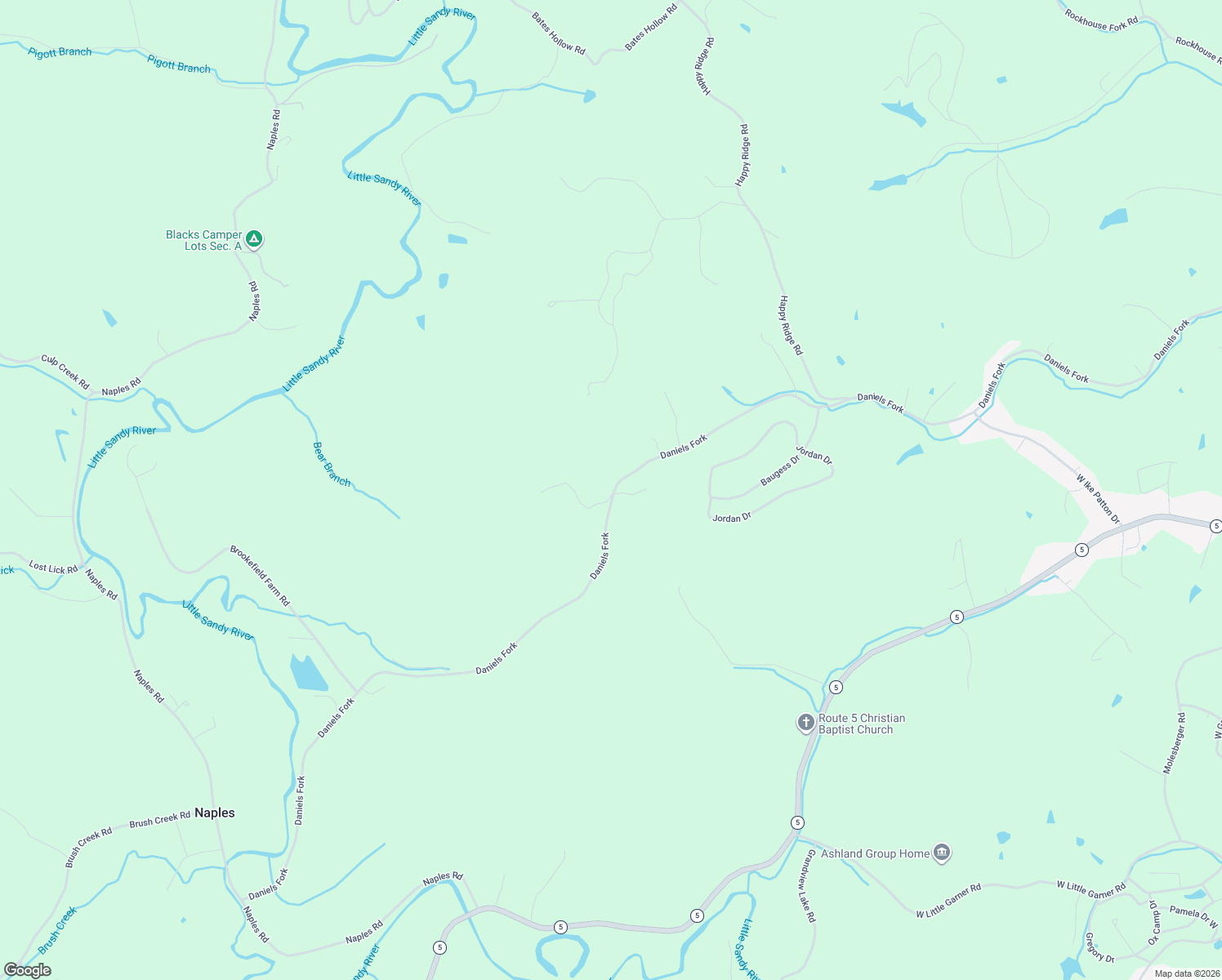 map of restaurants, bars, coffee shops, grocery stores, and more near 7469-7489 Daniels Fork Rd in Ashland