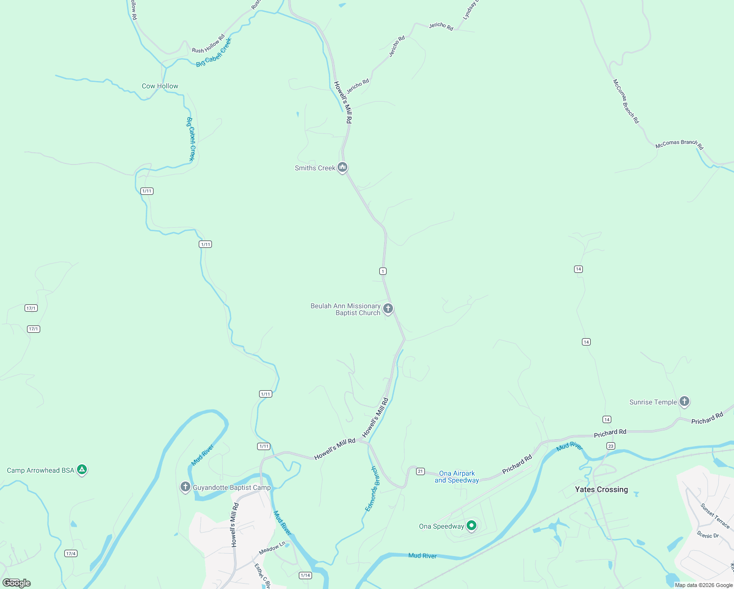map of restaurants, bars, coffee shops, grocery stores, and more near 3796R Howell's Mill Road in Ona