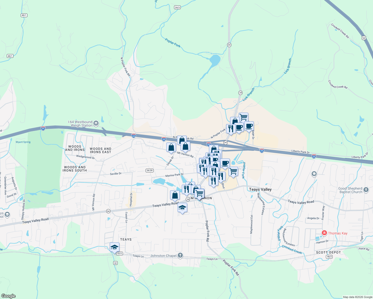 map of restaurants, bars, coffee shops, grocery stores, and more near 51 Broadcast Plaza in Hurricane