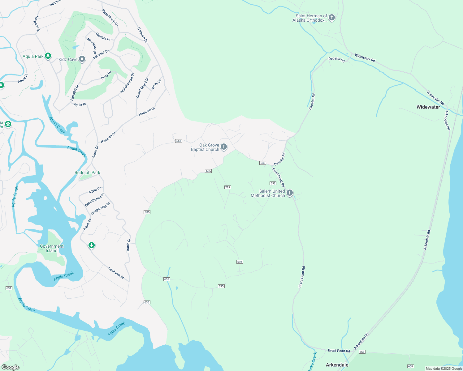 map of restaurants, bars, coffee shops, grocery stores, and more near 49 William and Mary Lane in Stafford