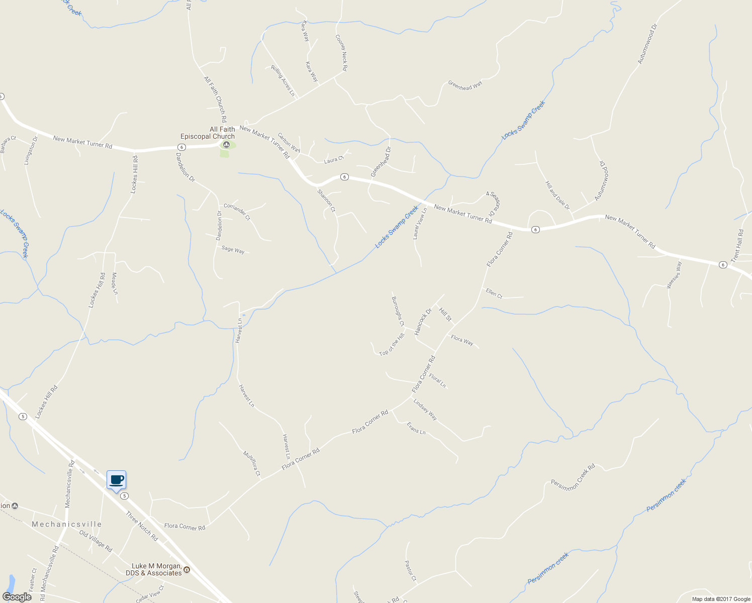 map of restaurants, bars, coffee shops, grocery stores, and more near 28749 Burroughs Court in Mechanicsville