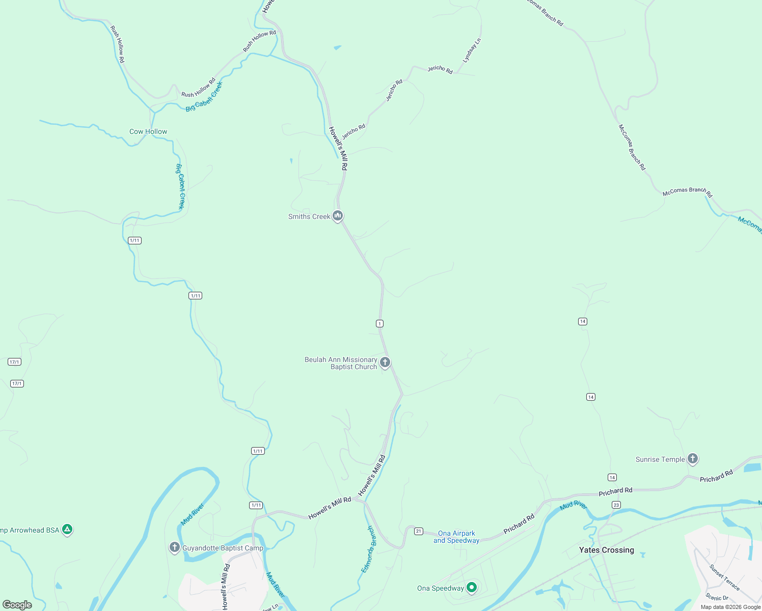 map of restaurants, bars, coffee shops, grocery stores, and more near 3756 Edmonds Branch Road in Ona