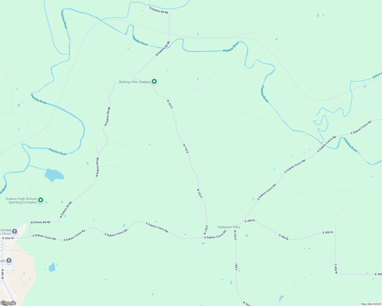 map of restaurants, bars, coffee shops, grocery stores, and more near 5162 North 735 East in Dubois
