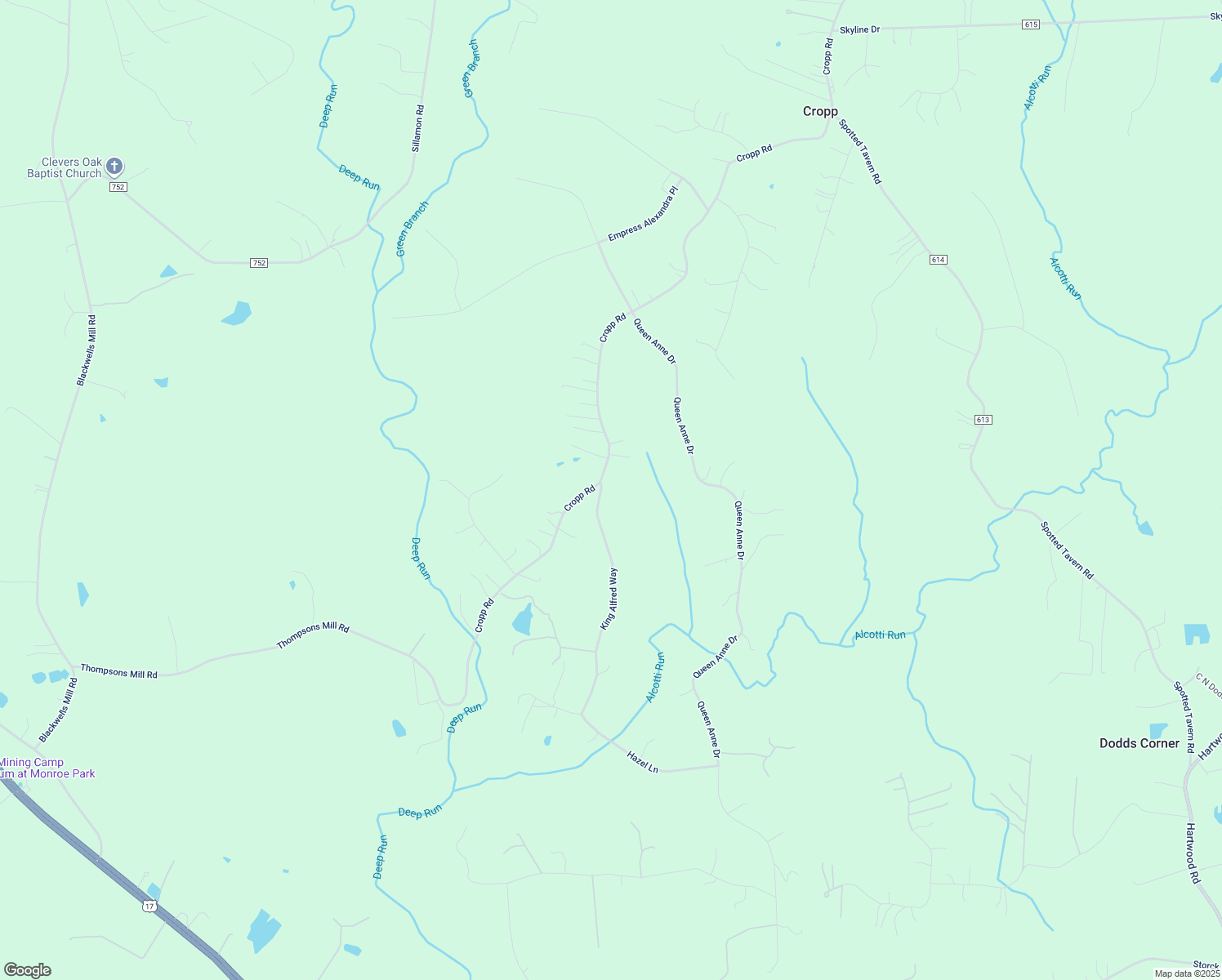 map of restaurants, bars, coffee shops, grocery stores, and more near 11 King Alfred Way in Fredericksburg