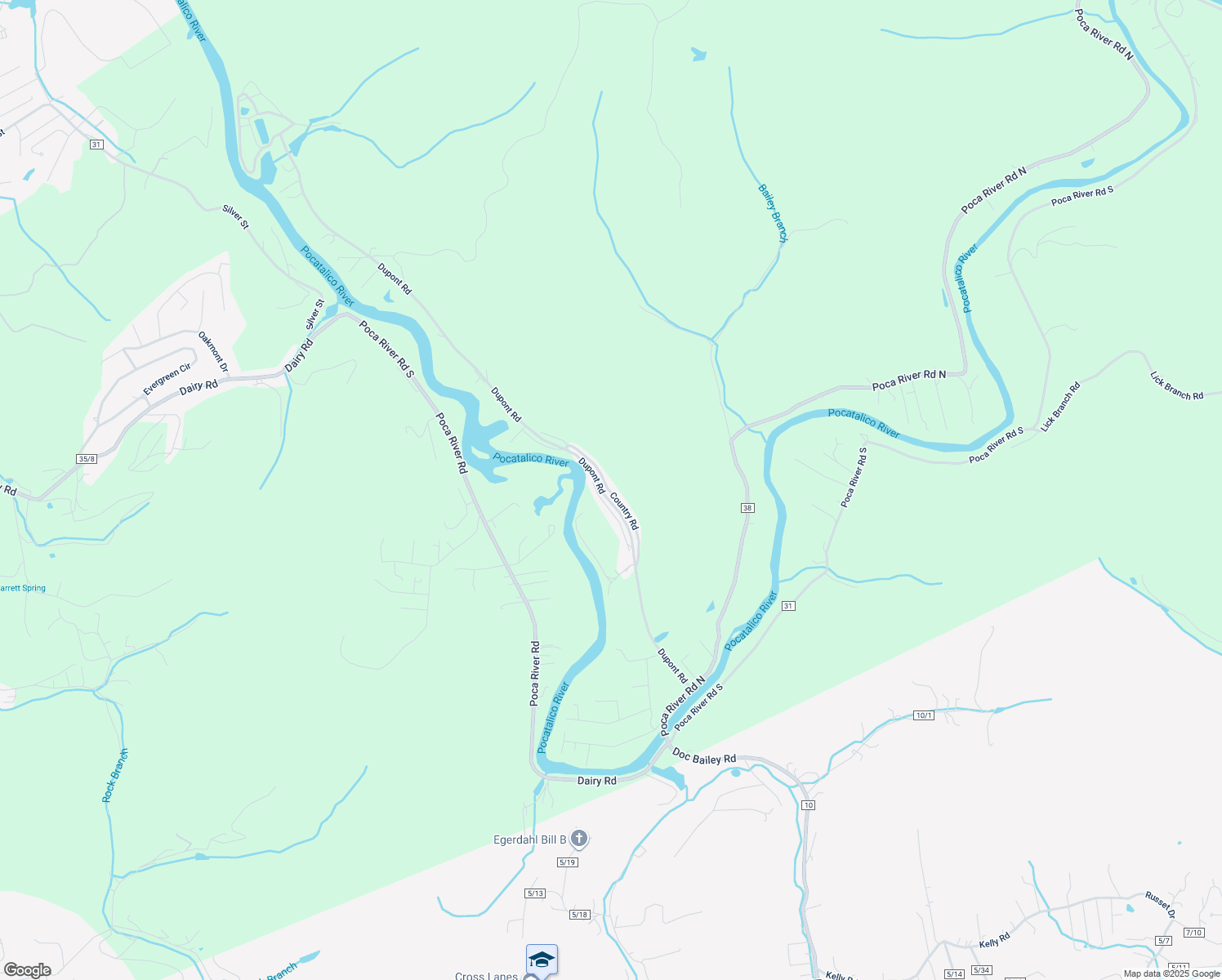 map of restaurants, bars, coffee shops, grocery stores, and more near 246 Country Rd in Poca