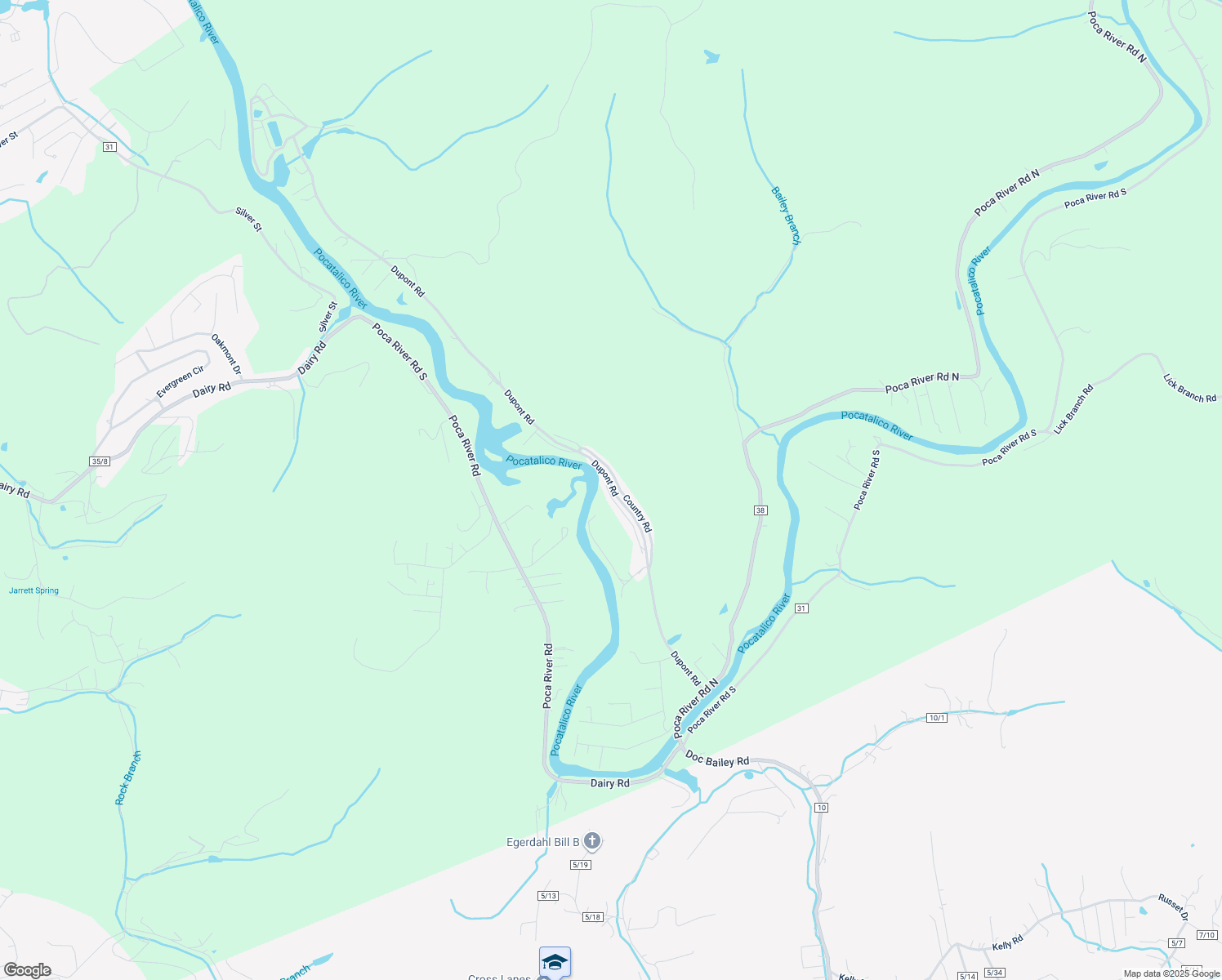map of restaurants, bars, coffee shops, grocery stores, and more near 246 Country Rd in Poca