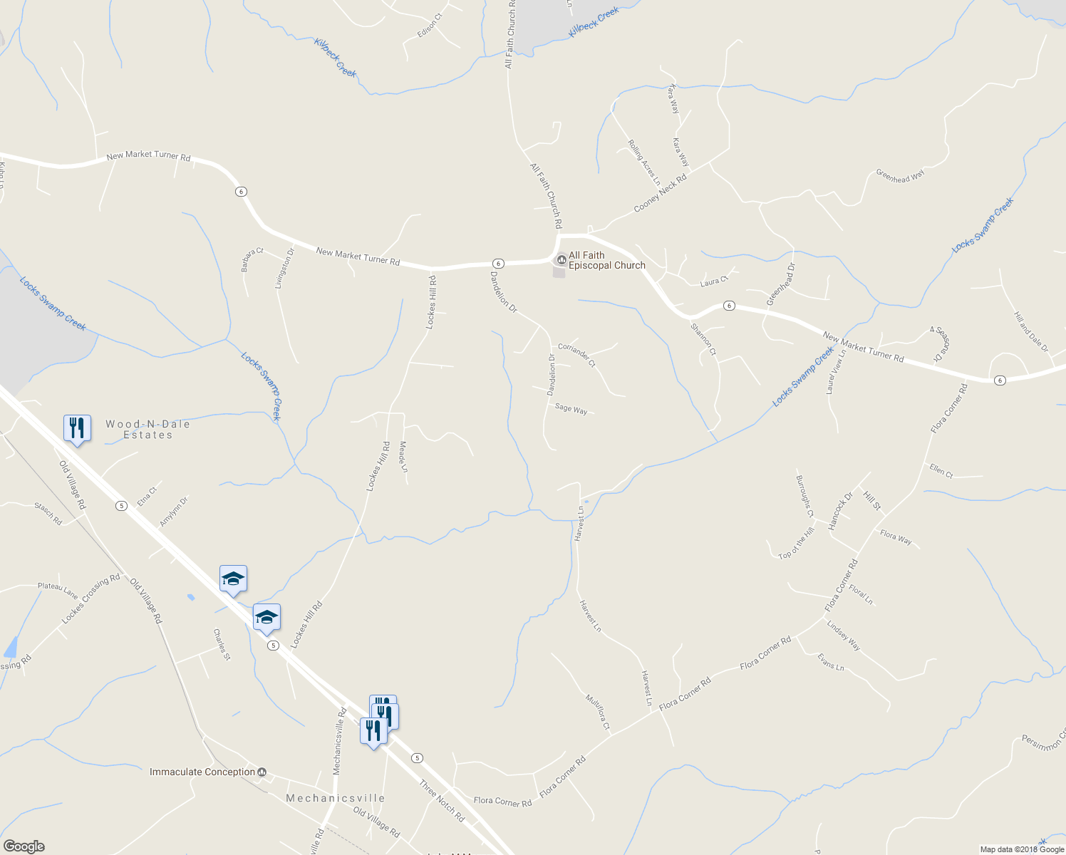 map of restaurants, bars, coffee shops, grocery stores, and more near 28931 Dandelion Drive in Mechanicsville