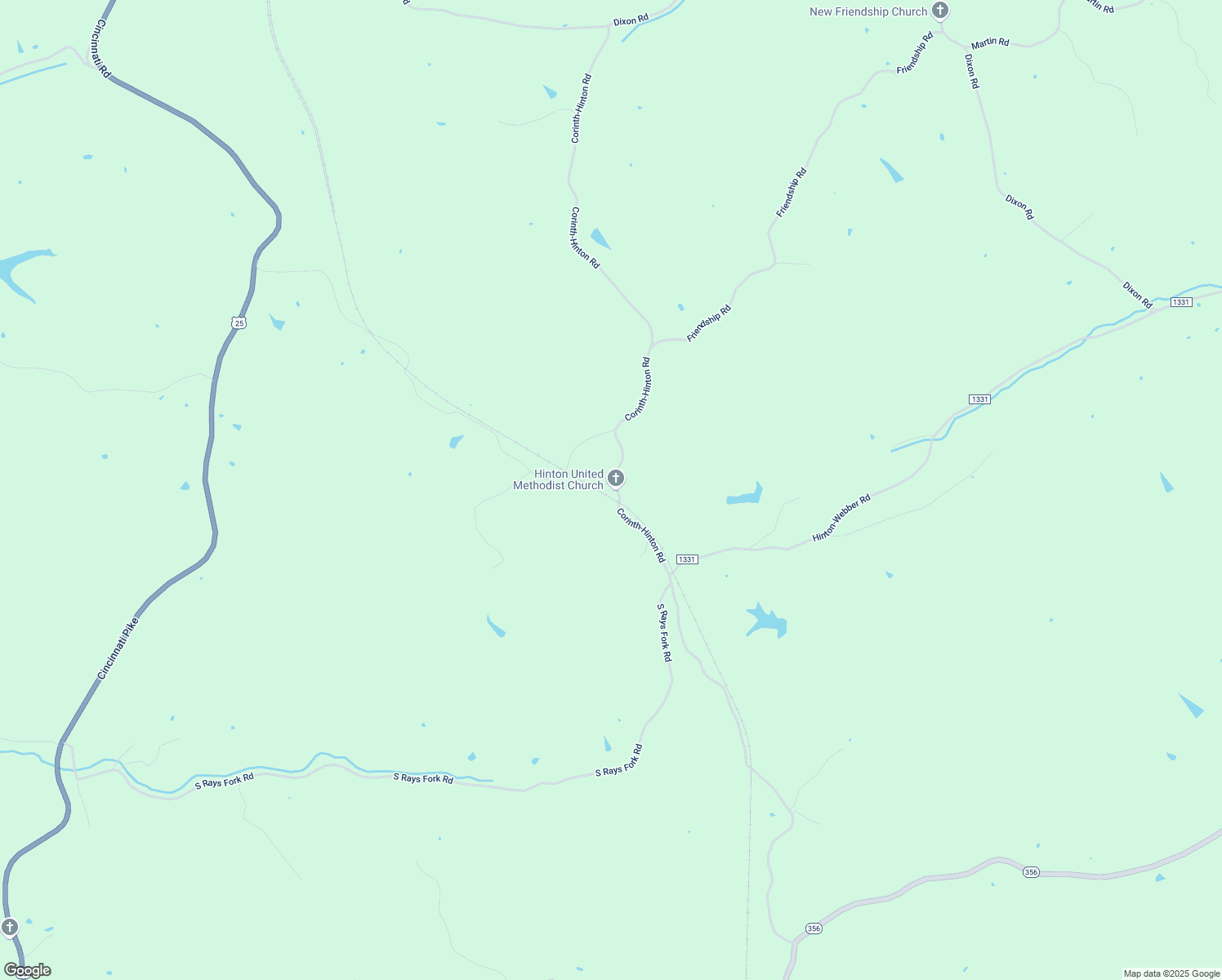 map of restaurants, bars, coffee shops, grocery stores, and more near 323 Corinth-Hinton Road in Sadieville