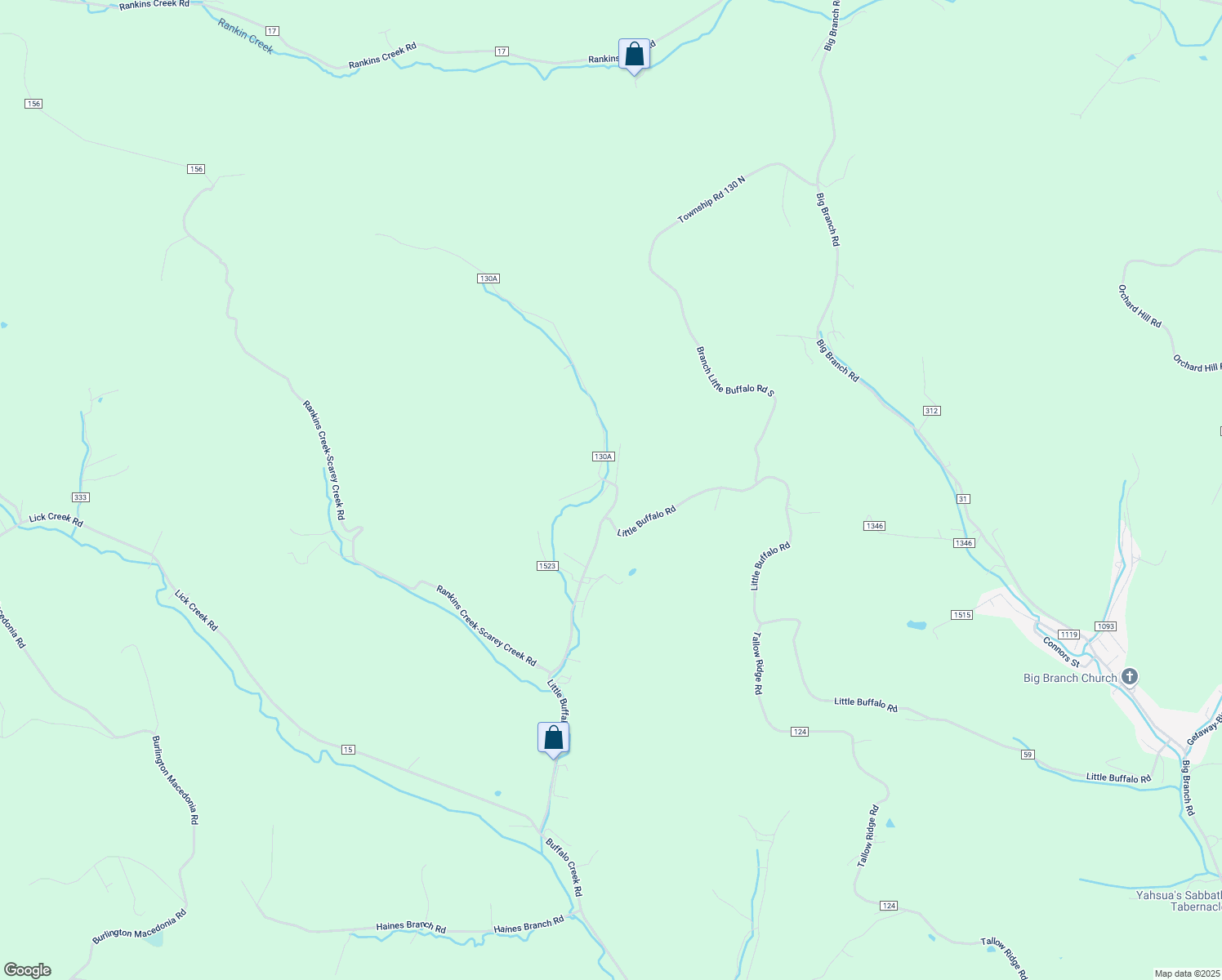 map of restaurants, bars, coffee shops, grocery stores, and more near 105 Township Road 130A in Chesapeake