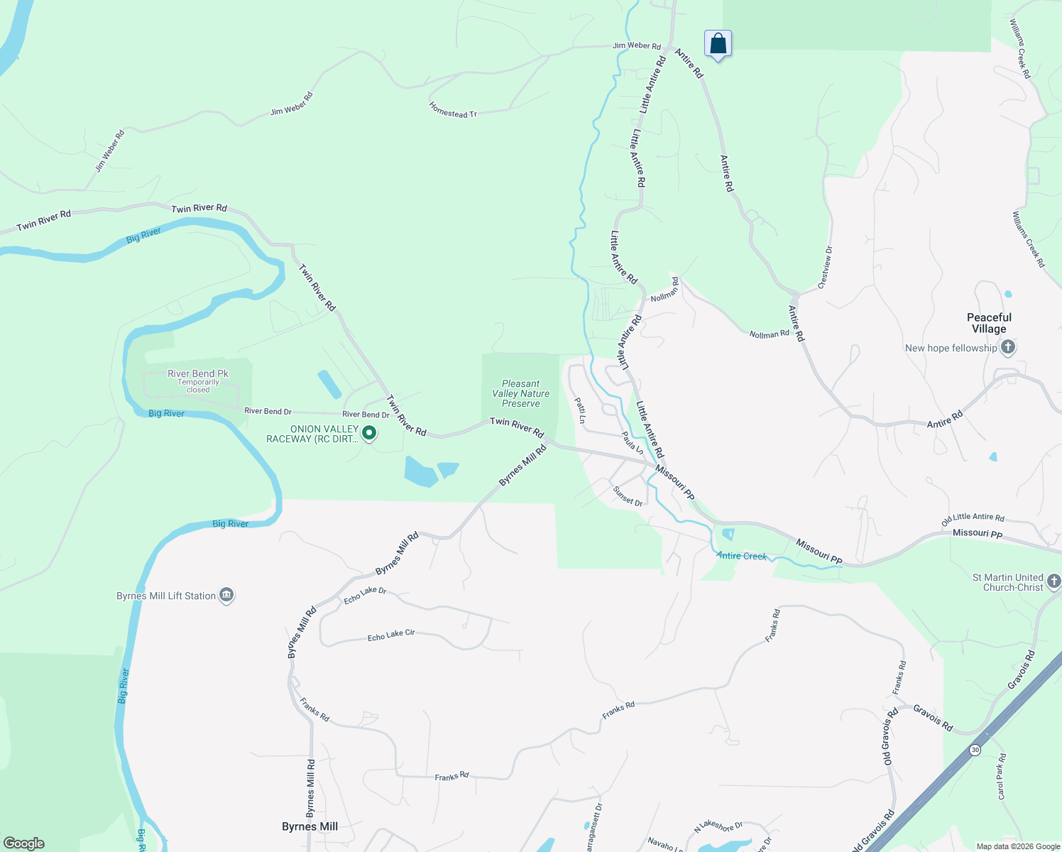 map of restaurants, bars, coffee shops, grocery stores, and more near 6700-6792 PP in High Ridge