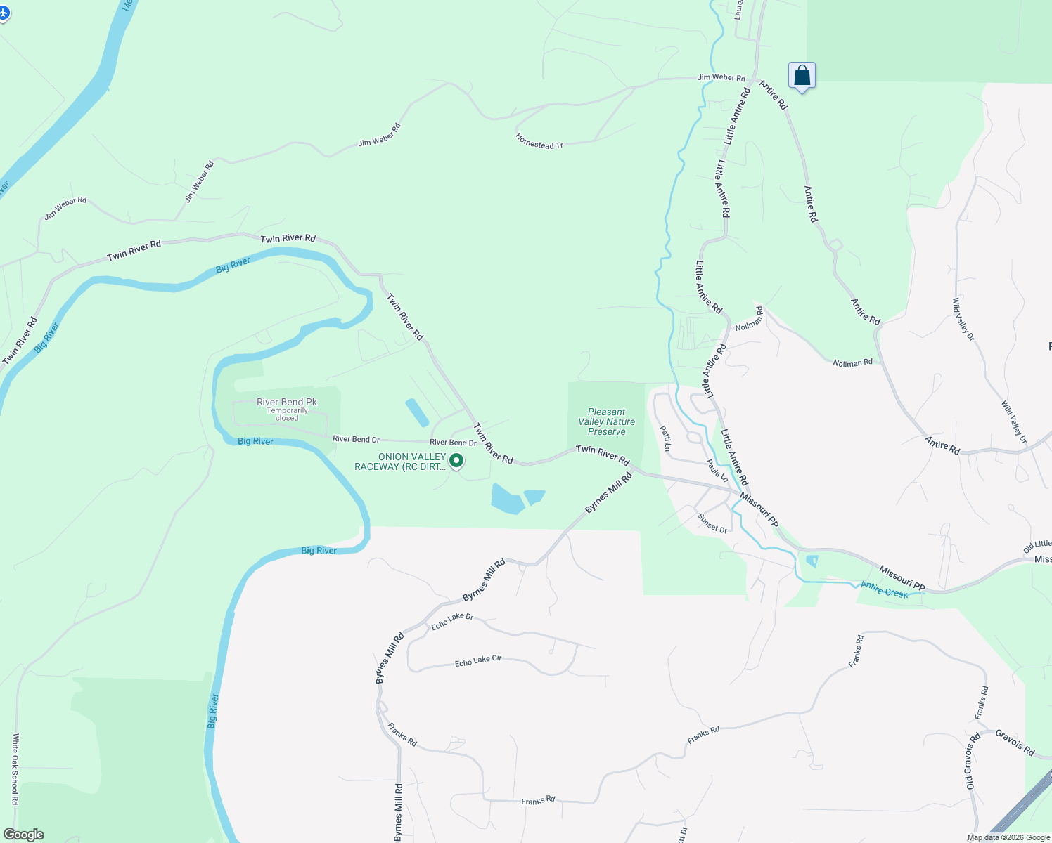 map of restaurants, bars, coffee shops, grocery stores, and more near 6786 Missouri PP in Eureka