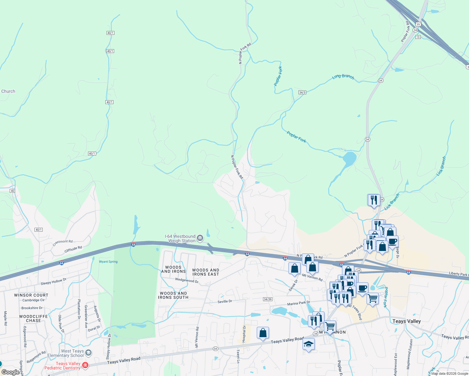 map of restaurants, bars, coffee shops, grocery stores, and more near 17 Pinbrooke Drive in Hurricane